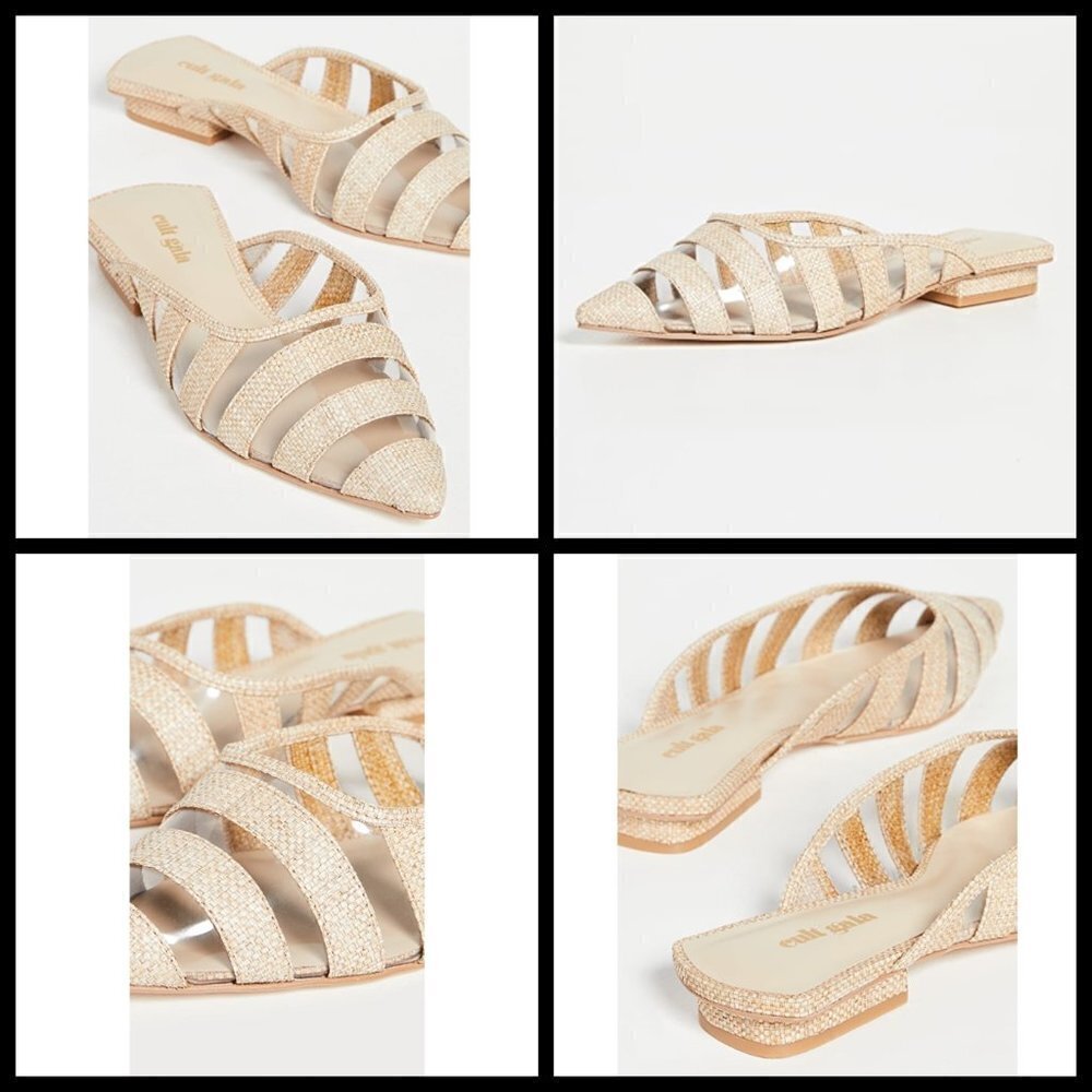 ๐CULT GAIA๐ Femi Flats Pointed Toe Open Back Flat Mules ~ Natural EU 38 NWT - Picture 7 of 16